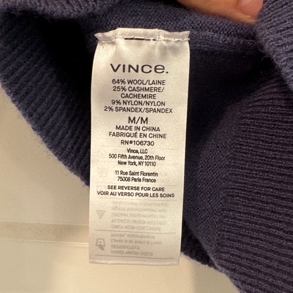 Vince Deep Blue Knit Top, wool/cashmere, S/M - Picture 5 of 5